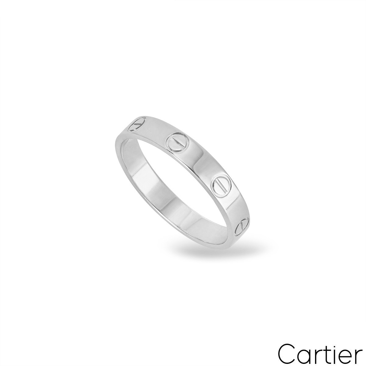 Cartier White Gold Plain Love Wedding Band Size 52 B4085100